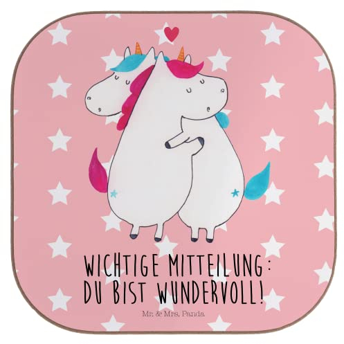 Mr. & Mrs. Panda Tischuntersetzer Einhorn Mitteilung - Geschenk, Spruch, Untersetzer für Gläser, deko, Coaster, Valentinstag, gläseruntersetzer, Liebe, Einhörner, Tassenuntersetzer, Valentine, Unicorn
