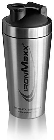 IronMaxx Shaker à protéines - Argenté 750 ml | Shaker à protéines avec bouchon vissé, passoire, échelle | anti-fuite, sans BPA, lavable
