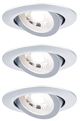 Paulmann 92986 LED Einbauleuchte 3-Step-Dim schwenkbar rund 82mm 70° 3x6W 3x550lm 230V 3000K Chrom matt rund dimmbar Deckenspot Kunststoff