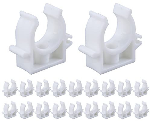Sydien 20mm/0.79 ID PVC Water Pipe Clamps U-Shaped Buckles For Water Pipes & Tubing Hoses Support With Screws, 20 Pcs (White)