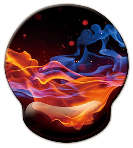 Jahosin Tappetino per mouse con supporto per il polso, ergonomico in memory foam, base in gomma antiscivolo per computer e ufficio 25x23 fire