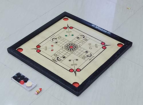 ONLINE SHOPPERS DELIGHT LTD Turnier Ply Carrom Brettspiel Holz mit Münzen, Pulver & Striker - Brettspiel ab 8 Jahren