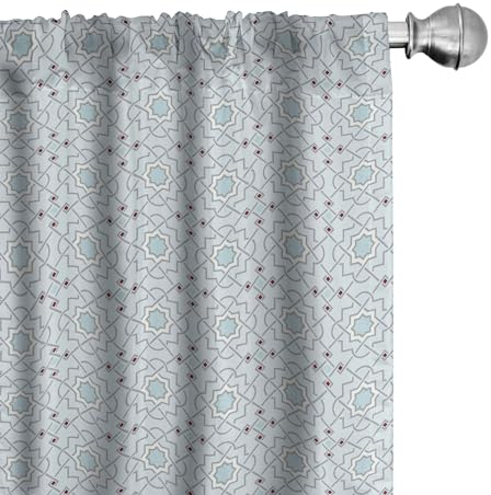 ABAKUHAUS Orient Vorhänge, Gardinen, Oriental marokkanische Kunst, Fensterbehandlungen für Wohnzimmer Schlafzimmer Dekor, 2 Stück 75 cm b x 175 cm h, Baby blau