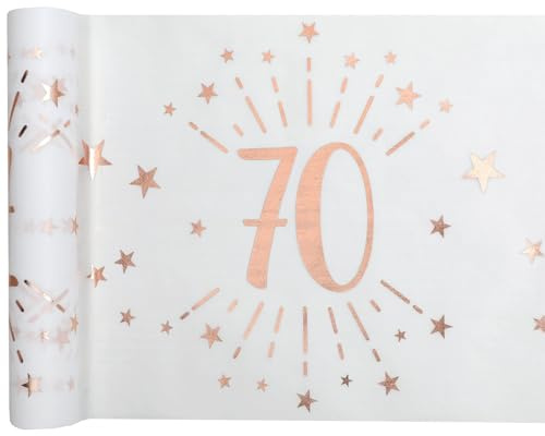 Santex 7344-70-30, Tischläufer, glänzend, Metall, Weiß/Roségold, 70 Jahre