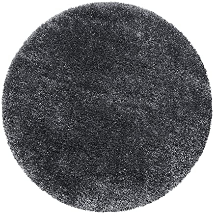 Carpetsale24 Teppich Wohnzimmer Shaggy Einfarbig Design 120 cm Rund Grau - Hochflor Teppich Schlafzimmer Luxuriöse Kuschelig und Super Weich Langflor 50 mm Florhöhe - Flauschiger Teppich Runder