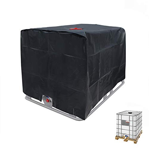 IBC Tank Abdeckung, Abdeckplane für Wassertank 1000L, IBC Container Cover, Abdeckplane Schutzhülle Schutzhaube Schutzplane Geeignet für IBC-Tank Behälter Container Regenwassertank (Schwarz)