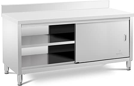 Royal Catering Arbeitsschrank Edelstahl 180 x 70 cm 500 kg Tragkraft Gastro Edelstahlschrank