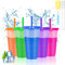 WenYa Cold Drink Colour Changing Cups for Kids, 5 Pack Plastic Tumbler Cups with Lids and Straws for Cold Drinks, Slushies and Summer Party