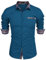 Misfuso Chemise Homme à Carreaux Manche Longue avec Poche Poitrine,Chemise décontractée Casual Bleu Foncé M
