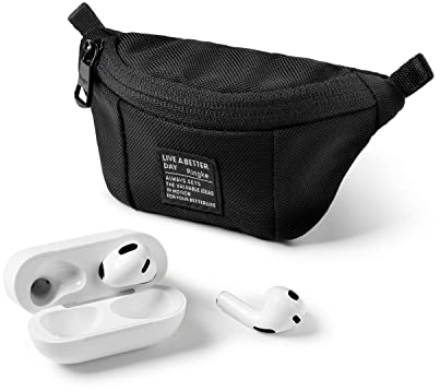 Ringke Mini Pouch Sling Bag Kompatibel mit Airpods/Samsung Galaxy Buds Hülle, Zubehörtasche, Leichte Tragbare Langlebige Tasche mit Karabiner - Black