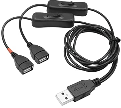 YACSEJAO USB-Splitterkabel mit Schalter USB A 2.0-Stecker auf zwei USB-Buchsen Y-Splitter EIN/Aus-Ladekabel (1 m) (1 m)