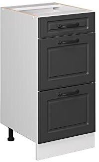 Vicco Mueble bajo de Cocina R-Line, Antracita casa de Campo/Blanco, 40 cm con cajones, sin encimera