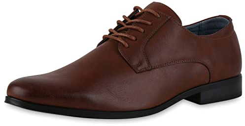 VAN HILL Herren Klassische Halbschuhe Blockabsatz Schuhe Freizeit Schnürer Elegante Schnürschuhe 208034 Hellbraun 45