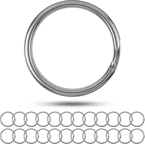 Schlüsselringe Set, Ø 30 mm Durchmesser, 24 Stück, aus gehärtetem Metall, in Silber, Metall Ringe Schlüsselanhänger, Schlüssel Organisation Autoschlüssel, Haustürschlüssel, Spaltringe O Ring DIY Kit