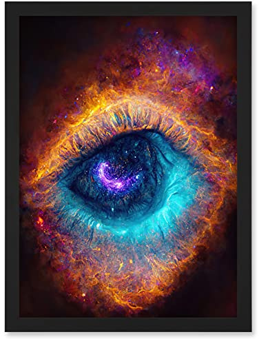 Doppelganger33 LTD The Eye Of God Vibrant Luminescent Space Nebula All Seeing Artwork Framed Wall Art Print A4