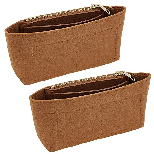 WADORN Filz-Handtaschen-Organizer, Organizer aus Filz, Tragetasche, Trenntasche, mehrere Taschen Fächer Reißverschluss Innentasche, für Neverful Speedy, 19 x 10 cm, Braun