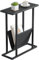 Yusong Small Narrow Side Table for Small Spaces, Slim End Table Magazine Table Nightstand with Storage Holder, Accent Skinny Snack Couch Bedside Table,Gold (Black)