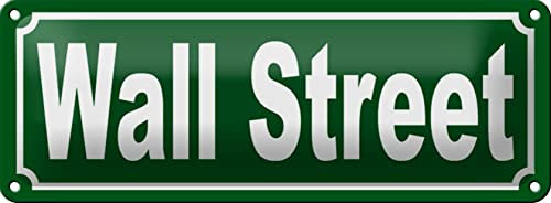 FEMER Blechschild Wall Street 27x10 cm Straße New York Manhattan Deko Schild tin Sign
