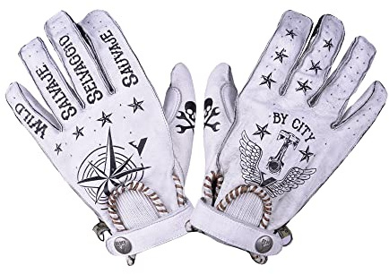 BY CITY Second Skin Tattoo Lederhandschuhe weiß XL