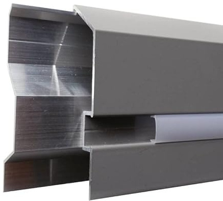 Renoplast® Profilo per battiscopa in alluminio C2 Profilo terminale | Altezza: 8cm Spessore: 2,5cm Lunghezza: 200cm Colore: Grafite | Battiscopa Profilo per battiscopa Battiscopa | Pavimenti ventilati