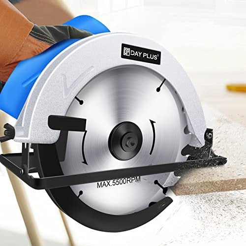 Circular Saw 900W 5000RPM Pure Copper Motor Electric Circular Saws with Laser Guide, Saw Blades 180mm, Max Cutting Depth 55mm, Aluminum Alloy Cover, Ideal for Wood, Plastic, Soft Metal