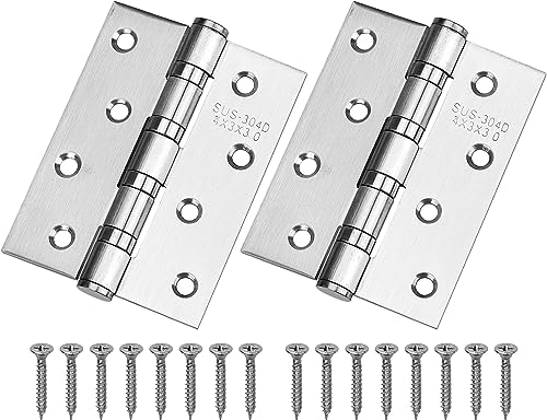 2 Pezzi Cerniere Porte in Acciaio Inox 304, Cerniere da Carichi Pesanti Grandi Cerniere Muta Chiusa Morbida con 32pz Viti per Porte Pesanti e Finestre Armadio Argento (2 Pezzi 10 x 7.5cm)