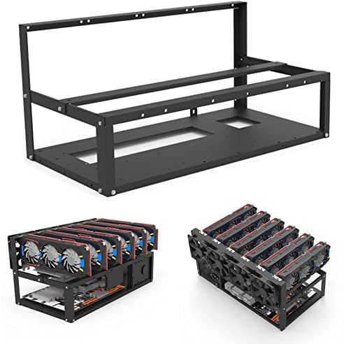 Yusat Miner Computer Rack Porta Scheda Grafica Mining Rig Frame Case (Nero)