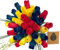 The Original Wooden Rose Rosenstrauß aus Holz, mit geschlossenen Knospen Happy Birthday, Rot, Blau und Gelb, 3 Dutzend