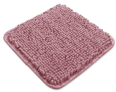 Yeaban Mini-Badezimmerteppich, Chenille-Badteppich, saugfähiger und waschbarer Badteppich, rutschfest, Plüsch- und weiche Teppiche für Badezimmer, Dusche, Waschbecken (Rose Dawn)