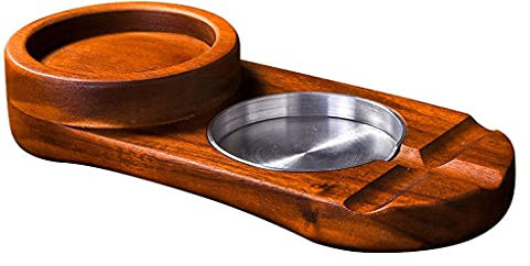 CULPRT 2 In 1 Hölzerne Aschenbecher Rustikaler Holz Whiglass Tasse Tablett Und Zigarrenhalter Ruhe Aschenbecher Home Office Dekoration Ornamente, Wohndekoration/-/Rund