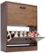 Shoe Cabinet with 2 Drawer, Pull Down Wooden Shoe Storage Organizer Cupboard Shoes Rack Cabinet Freestanding Footwear Rack Stand Hallway, Entryway, Living Rooms, 60W x 24D x 80H cm