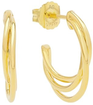 s.Oliver Creolen 925 Sterling Silber Damen Ohrschmuck, 1,8 cm, Gold, Kommt in Schmuck Geschenk Box, 2037825