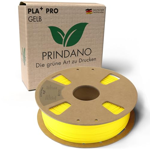 Prindano BIO PLA+ Filament 1.75mm PLA Plus 3D Drucker Filament 1 kg Spule Maßgenauigkeit +/- 0,03mm PLA+ FDM Druckerverbrauchsmaterial PLA+ Pro Gelb
