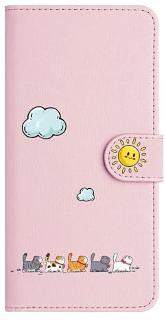 Nokverzy Mobile Phone Case for Samsung Galaxy J6 (2018) Flip Case Magnetic Card Holder kickstand Animal Cat Patterned Leather Phone Wallet Case Cover for Samsung Galaxy J6 (2018) Case Wristlet Pink