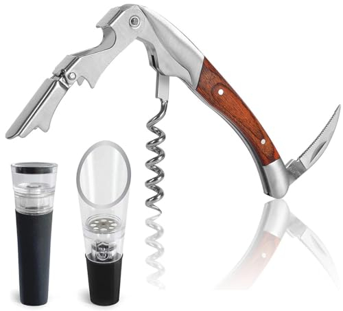 Wine Bottle Opener, Wine Opener Corkscrew,Stainless Steel Wood Handle with Foil Cutter, Beer Bottle Opener, Wine Stopper Vacuum,Wine Aerator Pourer,Wine Accessories