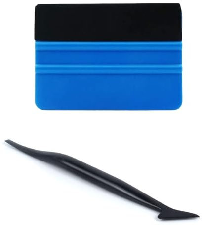 Tomedeks 1 PCS Spatola Professionale, Spatola Professionale con Feltro, Spatola per pellicole adesive, per Pellicole per Auto, Pellicola per vetri Auto+1 PCS Raschietto Piccolo per Bordi Nero