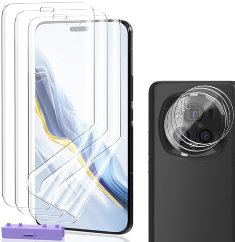 AnnhanT Protection D'écran Film pour Honor Magic 6 Pro, 3 Pièces TPU Flexible [Non-Verre] + 3 Pièces Protecteur de Caméra Verre Trempé, HD Ultra Anti Rayures, Sans Bulles, Facile à Installer