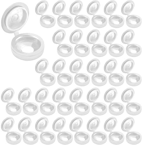 LICQIC 100 PCS Screw Cover Caps, Plastic Hinged Screw Cover Caps, Small Screw Caps for M4 - M6 Screws (White)