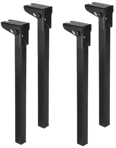 XINGWANGG Pieds de Table Pliants 4 Pièces,Métal Pieds de Rechange Pieds de Support à 90 Degrés,Noir Fer Pied de Table Basse Rabattable,pour Lit Armoire DIY,Avec Vis (50cm)