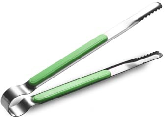 1 Stück Kochpinzette Edelstahl，Küchenpinzette mit Rutschfester Griff, ideal zum Kochen, Grillen,Fleischzange Nudelzange,grillpinzette (1 Pcs Green)