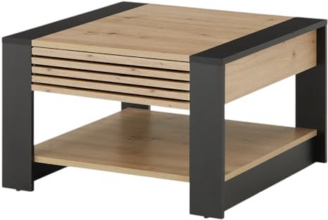 moebel dich auf Couchtisch Beistelltisch Tisch Wohnzimmertisch FERRA in Stäbchenoptik 70x70 cm