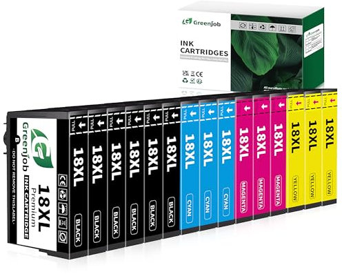 Greenjob 18XL Druckerpatronen Kompatibel für Epson 18XL Multipack für Epson Expression Home XP-102 XP-202 XP-205 XP-212 XP-215 XP-225 XP-30 XP-302 XP-305 XP-312 XP-315 XP-322 XP-325 XP-402 (15-Pack)