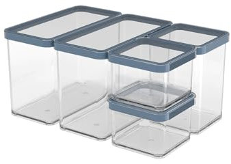 Rotho Loft Set Vorratsdosen 5 tlg. LOFT, Kunststoff (PP) BPA-frei, transparent, (32.3 x 22.3 x 16.6 cm), AROMADICHTER VERSCHLUSS