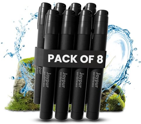 Joypur Paille Filtrante de Survie- Purificateur d'Eau pour Randonnée Camping Bushcraft - Filtre à Eau de Poche,Accessoires Survivalisme Equipement Kit. (noir*8)