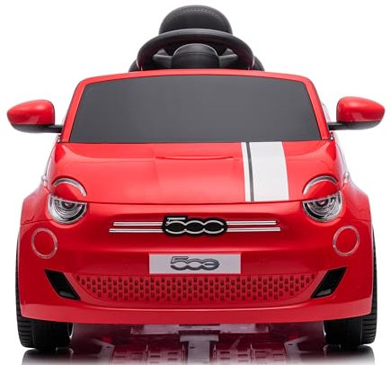 Macchina Elettrica per Bambini 12V Fiat 500 Auto Giocattolo Full Optional con Telecomando Parentale Soft Start e Cintura di Sicurezza Rosso