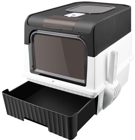 Maison de Toilette pour Chat,Bac à Litiere Chat Autonettoyante,Bac à Litière Fermé Compartiment Inférieur Amovible pour Un Nettoyage Facile-49 * 37 * 35 cm-Noir