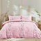 Freyamy Blumen Bettwäsche 135x200cm 2teilig Rosa Florale Mädchen Elegante Bettwaren-Sets Gebürstet Microfaser Weiche Mädchen Bettbezug mit Reißverschluss und Kissenbezug 80x80cm