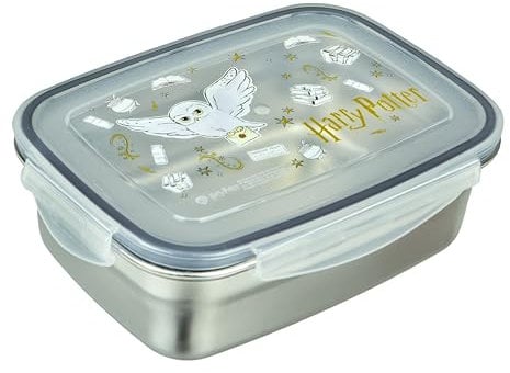 Undercover - Harry Potter, contenitore per il pranzo con guarnizione in gomma – in acciaio inox – capacità 550 ml – sandwich box scuola – contenitore per il pranzo per bambini