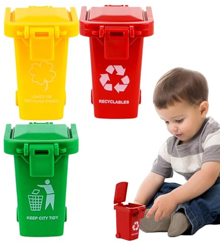 Mini-Mülleimer für den Schreibtisch, Mülltonnen von Funny Truck | Kreative Spielzeug-Mülleimer mit Deckel und Rollen für den Schreibtisch