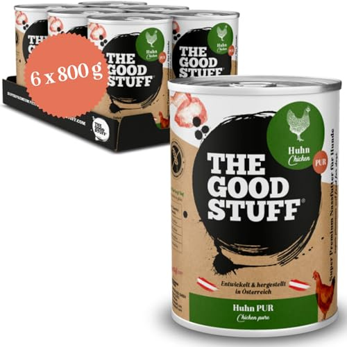 THE GOODSTUFF Huhn Pur 6 x 800 g | Hunde Nassfutter getreidefrei | Hochwertiges Nassfutter für Hunde | Mit frischem Hühnerfleisch | Super-Premium Hundefutter mit hohem Fleischanteil